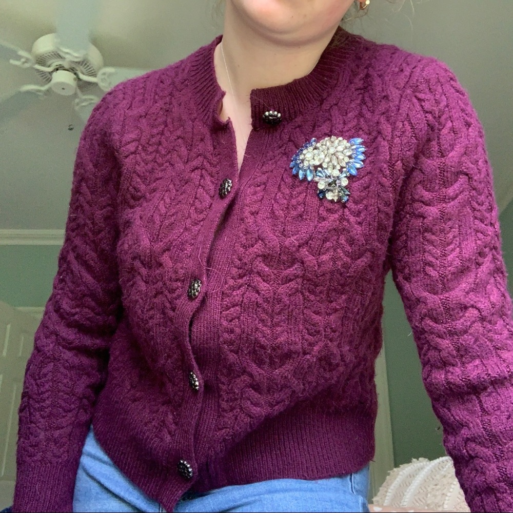 Vintage Inspired Cranberry Cardigan